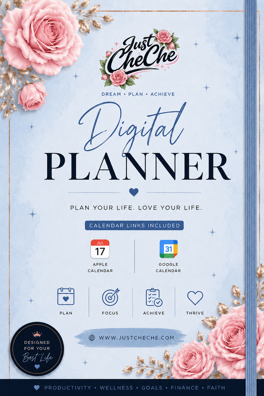 Digital Planner - (Light Pink, Grey, & White) - With Calendar Links