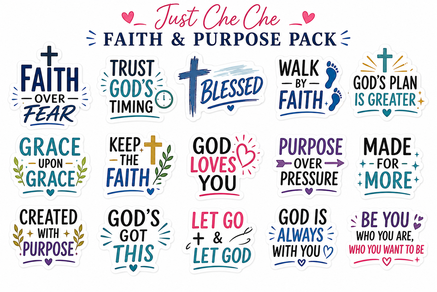 Becoming Him - Digital Sticker Pack: Faith & Purpose