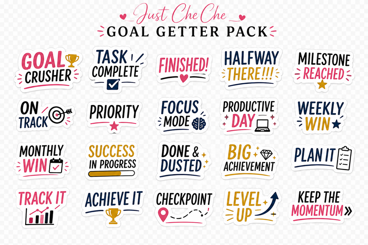 Becoming Her - Digital Sticker Pack: Goals & Productivity
