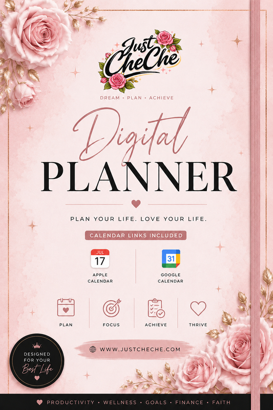 Digital Planner - (Light Pink, Grey, & White) - With Calendar Links