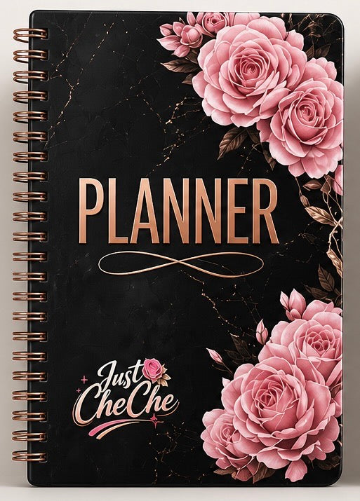 Black Floral Planner