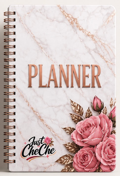 White Marble Floral Planner