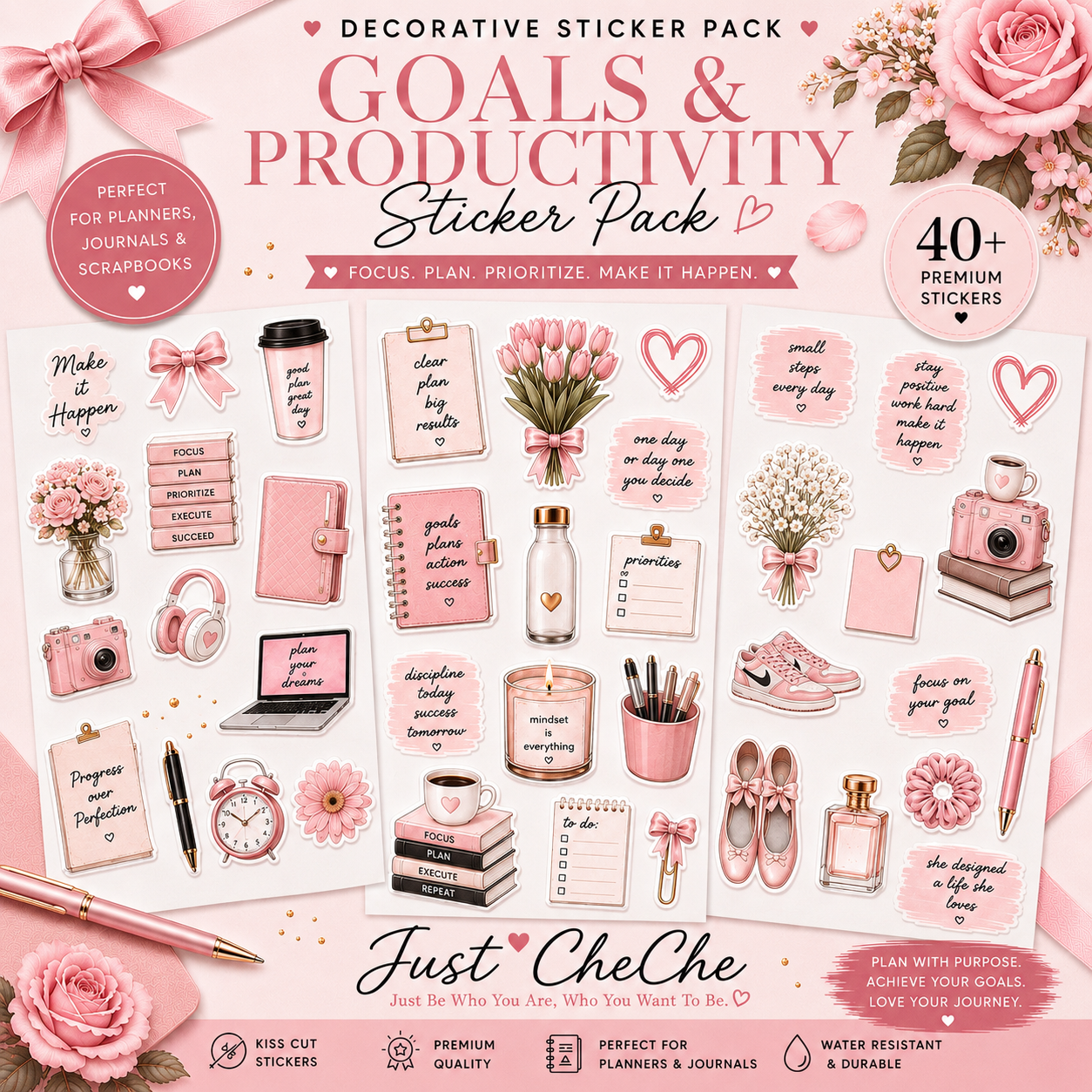 Becoming Her - Digital Sticker Pack: Goals & Productivity